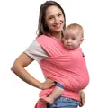 Produktbild: CuddleBug Babytragetuch ab Geburt bis 36 Monate (3,2-15,8 kg) - Kuscheliges & Elastisches Tragetuch Baby, Verstellbar von XS bis XXL, Stillfreundlich & Einfach zu Binden (Pink)