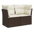 Produktbild: vidaXL Sofa, Gartensofa mit Kissen 2-Sitzer Braun Poly Rattan