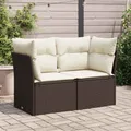 Produktbild: Gartensofa mit Kissen 2-Sitzer Braun Poly Rattan