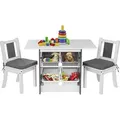 Produktbild: ONVAYA® Kindertisch-Set mit Stühlen | Kindersitzgruppe mit Stauraum | Kindermöbel-Set mit Tisch & 2 Stühlen | Kindertischgruppe Holz | Sitzgruppe - Weiß