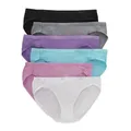 Produktbild: Hanes Damen-Bikini-Unterwäsche, feuchtigkeitsableitende Baumwolle, 6er-Pack (Farben können variieren), Einfarbig/Print-Mix, 9