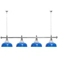 Produktbild: Billard Lampe 4 Schirme blau mit Glas / silberfarbene Halterung