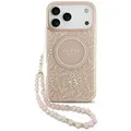 Produktbild: Guess IML Flowers Electro Pearl Strap MagSafe Case iPhone 17 Pro Max - Rosa