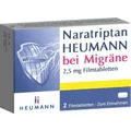 Produktbild: NARATRIPTAN Heumann bei Migräne 2,5 mg Filmtabl. 2 St. PZN 09542263