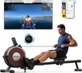 Produktbild: Klappbares magnetisches Rudergerät – leise, 16 Stufen Widerstand, Doppel-Schienen, Bluetooth-App & Tablet-Halter, LCD-Display, bis 158 kg, Heimfitness