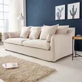 Produktbild: Gro�es Hussensofa HEAVEN 202cm natur 3er Sofa Leinenstoff inkl. Kissen Couch