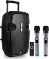 Produktbild: Pyle Bluetooth Lautsprecher Groß, 1000W PA Anlage, Tragbar mit 2 UHF Hand Mikrofonen, USB, SD, MP3, Fernbedienung, Ideal für Karaoke & Events