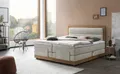 Produktbild: Belanoti Boxspringbett MODELA (Boxspringbett 180x200 elektrisch verstellbar Bett 180x200 mit Motor, 7-Zonen Taschenfederkern Matratze inklusive Visco Topper), in der Farbe Beige H2/H3 Polsterbett Motorbett mit Eiche
