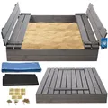 Produktbild: KOTARBAU® Sandkasten mit Abdeckung Sandkasten Holz 120x120 cm imprägniert mit Sitzbänken Grau Holzsandkasten Sandbox mit Deckel Sandkasten mit Deckel Holz Sandkiste mit Abdeckungen