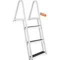 Produktbild: Mophorn - vevor Dockleiter, 3 abnehmbare Stufen, 159 kg Tragkraft, Bootleiter aus Aluminiumlegierung mit breiter Stufe und rutschfester Gummimatte,