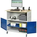 Produktbild: Rau Computerschrank Modell 1022, lichtgrau / blau, aus Metall, für Industrie, abschließbar, fahrbar