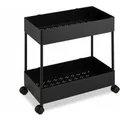 Produktbild: Relaxdays Rollwagen Kunststoff Edelstahl Schwarz mit 2 Ebenen 38 cm x 39,5 cm x 21,5 cm 1,1 kg
