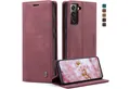 Produktbild: LuxusKollektion Flip Case Handyhülle Samsung Galaxy S22 5G Leder Flip Case Weinrot
