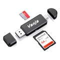 Produktbild: Vanja SD Kartenleser, USB-A & Micro-USB Port Kartenlesegerät Micro SD Adapter | Unterstütz SD, SDHC, SDXC, microSD, microSDHC, microSDXC | für PC, Laptop, ältere Smartphones usw.