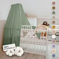 Produktbild: lilimaus Betthimmel Babybett [in 12 Farben] Himmel Babybett aus 100% Baumwolle Musselin - Betthimmel Mädchen & Jungen - Himmelbett Vorhänge als Kinderzimmer & Babyzimmer Deko - Baby Bett Vorhang