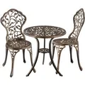 Produktbild: Tectake Aluminium Bistroset Lyon Für 2 Personen  Im Vintage Design Wetterfest  61 x 61 x 65 cm Schwarz Grau