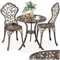 Produktbild: tectake® Aluminium Metall Bistroset Gartenmöbel Set, Bistro Set 1x Balkontisch Beistelltisch Outdoor und 2X Gartenstuhl, Terrassenmöbel, Balkonmöbel Kleiner Balkon, Wintergarten, Gartendeko Vintage