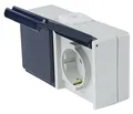 Produktbild: as - Schwabe 2-Fach Steckdose waagerecht - Aufputzsteckdose -Klappdeckel - Feuchtraumsteckdose - UV-beständig - Anschluss Leitungen bis max. 2,5mm² - 230V/10A - IP54 - grau - Made in Germany, 62463