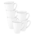 Produktbild: Seltmann Weiden Lido Black Line Kaffeebecher Tambel 6er Set, 350 ml, Becher mit Henkel und schwarzem Rand, Porzellan, Weiß