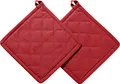 Produktbild: REDBEST Topflappen 2er-Pack Seattle, 100% Baumwolle rot Größe 20x20 cm - innen hitzebeständige Wattierung, außen feines, glattes Gewebe, mit Schlaufe (weitere Farben)