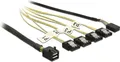 Produktbild: Delock Kabel Mini SAS HD SFF-8643 > 4 x SATA 7 Pin Reverse + Sideband 0,5 m (83320)