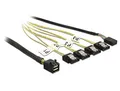 Produktbild: DELOCK Kabel mini SAS HD SFF-8643 > 4 x SATA 7 Pin Reverse + Sideband 0,5 m