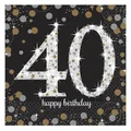 Produktbild: SERVIETTEN -  ZAHL 40 SPARKLING GOLD & SILBER PARTY 16 STÜCK 33 x 33 CM NEU OVP