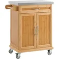Produktbild: Fkw13-n Küchenwagen Aus Hochwertigem Bambus Mit Edelstahltop Küchenschrank Kücheninsel Rollwagen Bht Ca.: 66x90x46cm - Sobuy