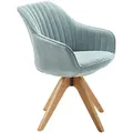 Produktbild: home24 Armlehnstuhl, Hellblau, Textil, Eiche, massiv, eckig, 60x83x65 cm, Stoffauswahl, Sitzfläche 360° drehbar, Esszimmer, Stühle, Esszimmerstühle, Armlehnenstühle