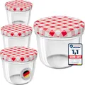 Produktbild: WELLGRO 12x Einmachgläser mit Schraubdeckel, 230 ml Einmachglas Klein, Marmeladengläser Rot Karierte, Kleine Gläser mit Deckel To 82, Einweckgläser Made in Germany, Schraubgläser Stückzahl: 12 Stück