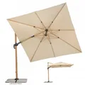 Produktbild: Schneider Ampelschirm Rhodos Twist Woody 300x300cm natur + Ständer + Hülle