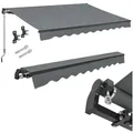 Produktbild: Juskys Gelenkarmmarkise UV40+ & wasserabweisend, einstellbarer Neigungswinkel grau 300 cm x 250 cm x 250 cm