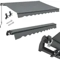 Produktbild: Markise - Beschattung Terrasse & Balkon - Gelenkarmmarkise Mit Kurbel & Halterung - Sonnenschutz Balkonmarkise Gelenkmarkise 300 X 250 Cm Grau - Juskys