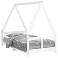 Produktbild: vidaXL Kinderbett, Kinder Bettgestell mit robusten Latten, Hausbett für Kleinkinder ab 4 Jahren, Einzelbett Kinder Jugendbett Holzbett, Weiß 80x160 cm Massivholz Kiefer