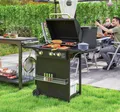 Produktbild: Outsunny Gasgrill inkl 4 Brenner, Seitenkocher, Rolle, BBQ Gartengrill, 9,5 KW Grillwagen, mit Thermometer, Seitenablagen, für Balkon, Grill 123 x 57 x 98 cm