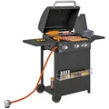 Produktbild: Gasgrill 9,5 KW Grillwagen inkl 4 Brenner Seitenkocher Rolle Schwarz Gartengrill