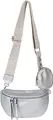 Produktbild: styleBREAKER Damen Halbmond Crossbody Schultertaschen Set 2-Teilig, Schultergurt mit Zick-Zack Rauten Muster 02012396, Farbe:Silber