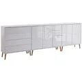 Produktbild: Mid.you Sideboard Mailand Set 7 + HF, Weiß, Weiß Hochglanz, Holzwerkstoff, 4 Fächer, 6 Schublade(n) Schubladen, 263.5x86x33 cm, erweiterbar, stehend, Wohnzimmer, Kommoden & Sideboards, Sideboards