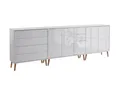 Produktbild: BMG Möbel Kommode Sideboard Mailand Set 7 in verschiedenen Ausführungen (3tlg), mit weiß lackierten Hochglanzfronten und Push-to-open-Funktion