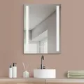 Produktbild: HOKO LED Badspiegel 50x70 cm. Mit Uhr + ANTIBESCHLAG SPIEGELHEIZUNG. Design Bad Spiegel mit Beleuchtung. + LED Wechsel - Warmweiß - Kaltweiß - Neutral