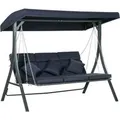Produktbild: Outsunny Hollywoodschaukel 3-Sitzer Dunkelblau 198 x 118 x 168 cm