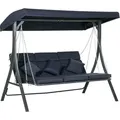 Produktbild: Outsunny Hollywoodschaukel 3-Sitzer, bis 270 kg belastbar, Schaukelbank mit verstellbarem Sonnendach, Gartenschaukel mit Kissen   Aosom
