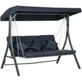 Produktbild: Hollywoodschaukel 3-Sitzer, Schaukelbank mit Verstellbarem Sonnendach, Gartenschaukel mit Kissen, bis 270 kg Belastbar, Metall, Texteline,