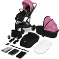 Produktbild: LIONELO Riya 2 in 1 Babygondel und Kinderwagen bis zu 15 kg, Liegeposition, Rückwärts- oder vorwärtsgerichtete Sitzmontage, XXL-Dach, Moskitonetz, Regenschutz, Fußsack
