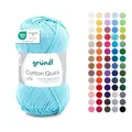 Produktbild: Gründl Wolle Cotton Quick uni - dünne Wolle zum Häkeln - Strickgarn - Häkelgarn - Glänzend und hautfreundlich - 100% Baumwolle - 1 Knäuel 50 g / 125 m - Nadelstärke 3-4 - Babyblau