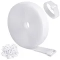Produktbild: WSZJINB 5m x 2cm Klettband mit 25 Schnalle, Freie Schnittlänge Klett Kabelbinder Wiederverwendbares, Kabel Klettbinder Klettverschluss Band(Weiß)