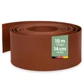 Produktbild: UNUS Rasenkante aus Metall 10 m, Beeteinfassung mit Rostoptik, 14 cm hoch, zur Eingrenzung von Blumenbeeten, Gartenwegen, Bäumen, Kiesgärten, flexibel und kürzbar, wetterfest