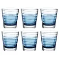 Produktbild: Leonardo Vario Struttura Trink-Gläser 6er Set, spülmaschinenfeste Wasser-Gläser, bunte Trink-Becher aus Glas, Getränke-Set, blau, 250 ml, 026838
