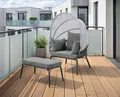 Produktbild: Leco Gartensessel Balkonsessel Gartenstuhl Chillsessel Ruhesessel Korbsessel CLARA (Relaxsessel mit Hocker)