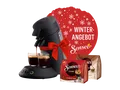 Produktbild: PHILIPS SENSEO® CSA210/69 im Winter-Design inkl. 1x Senseo Classic Pads u. Cappuccino Pads, Milder oder starker Kaffee, 0.7L Wassertank Padmaschine, Schwarz